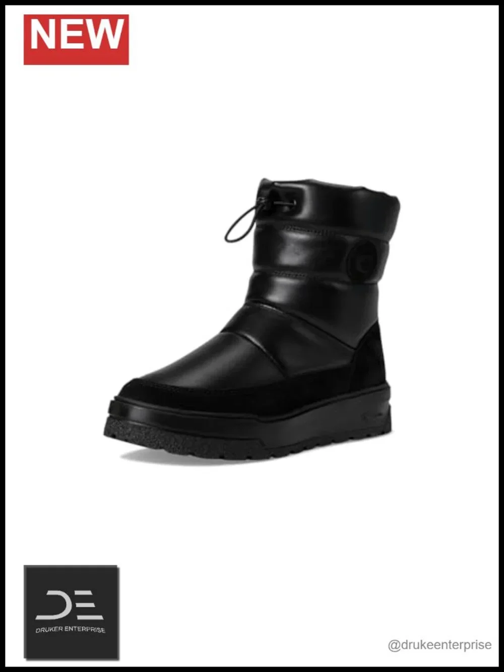 Waterproof Leather Shearling Lined Knee High Snow Boots Round Toe Zip